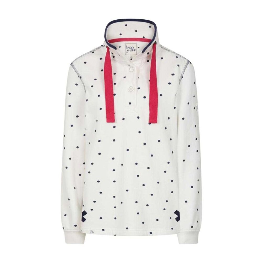 Lazy Jacks Womens/Ladies Polka Dot Button Neck Sweatshirt / Chalk